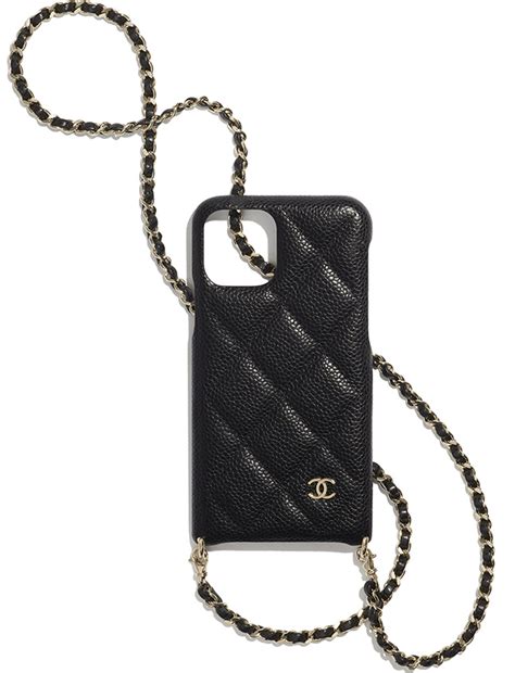 chanel leather phone pouch|Chanel iphone case with chain.